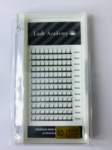 LASH ACADEMY 6D D CURL LONG STEM PRE FANNED VOLUME LASHES 0.07 8mm-15mm