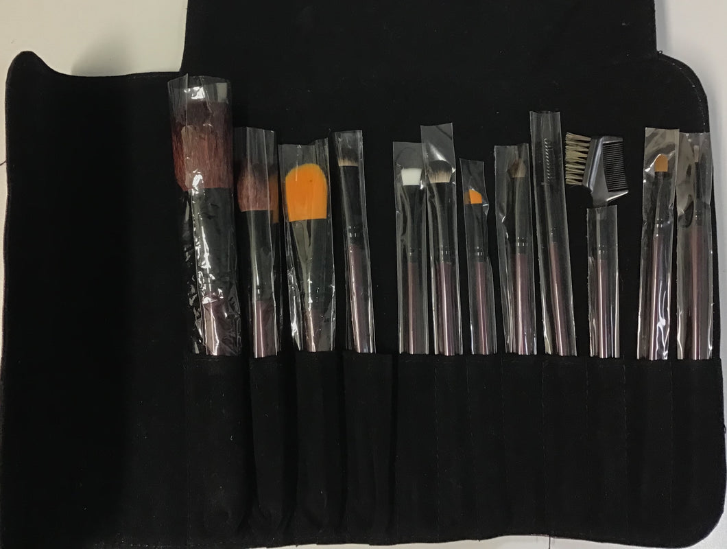 Make Up Brush Set 12pc Maroon / Purple Handle