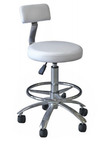 STOOL WHITE WITH BACK & FOOT REST