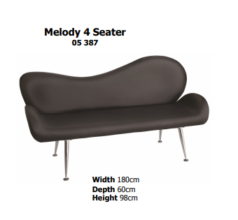 MELODY 4 Seater Waiting Lounge Black