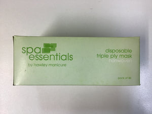 HAWLEY Spa Essentials Disposable Triple Ply Mask Non Woven