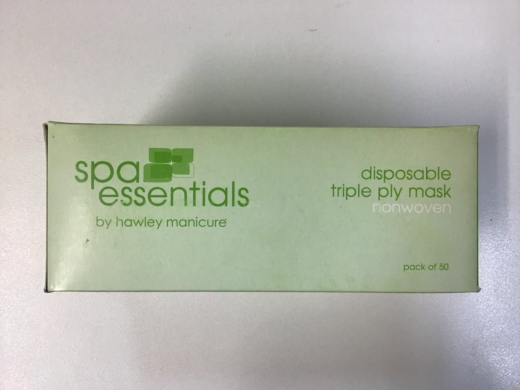 HAWLEY Spa Essentials Disposable Triple Ply Mask Non Woven