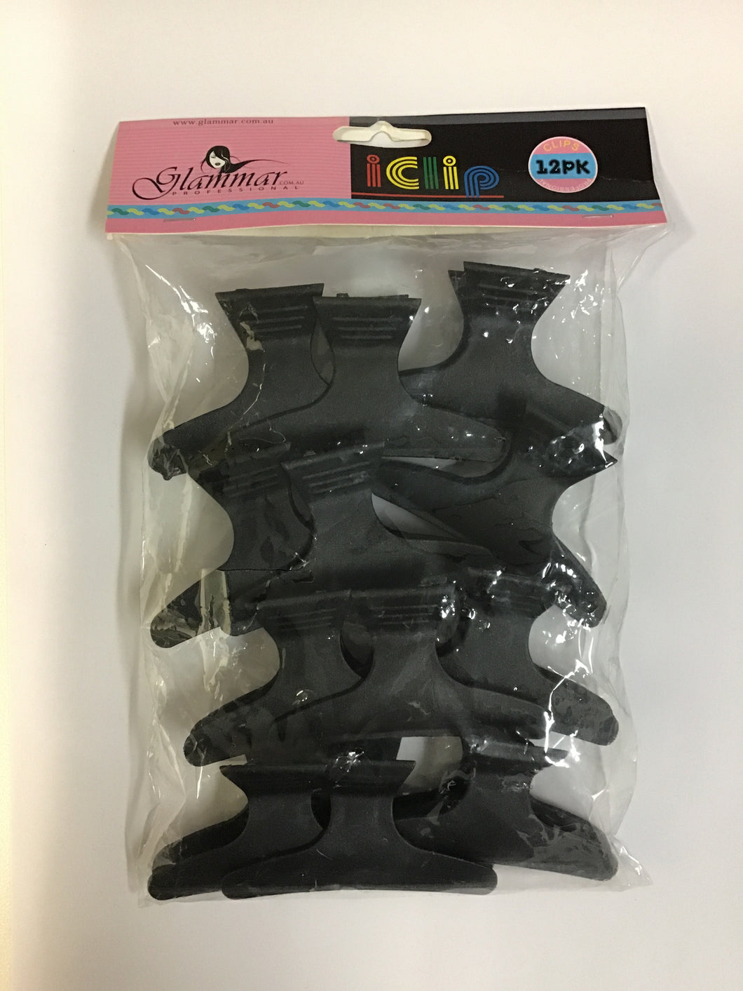 GLAMMAR Professional iClip Butterfly Clips Black 12pk